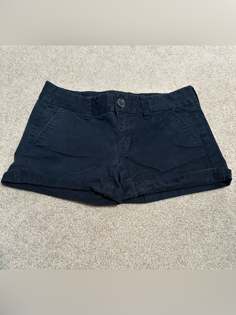 Women's Black Cotton Roll-Hem Shorts
